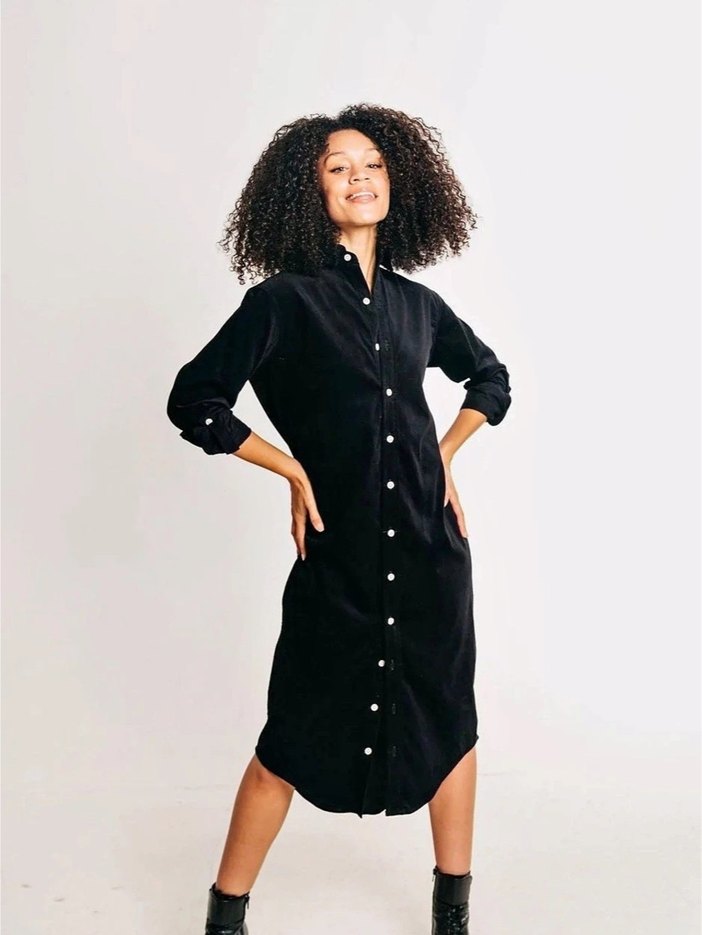 Emily Phillips Girlfriend button up front Midi Dress
